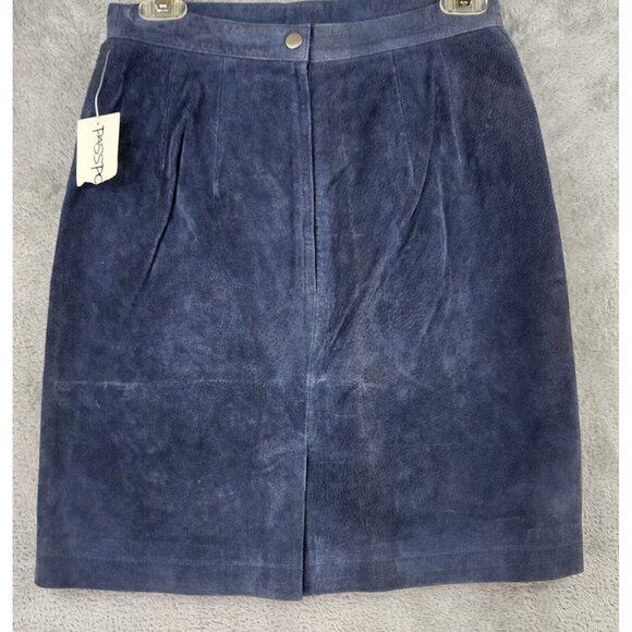 Passports Vest Skirt Set Womens Medium Blue Leather Full Zip Vintage Knee Length - Picture 10 of 16